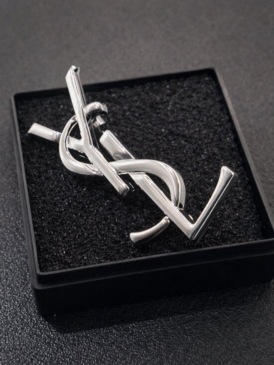 Yves Saint Laurent Jewelry - Vintage Silv Yves Saint Laurent YSL Brooch Employee Appreciation Lapel Pin Small